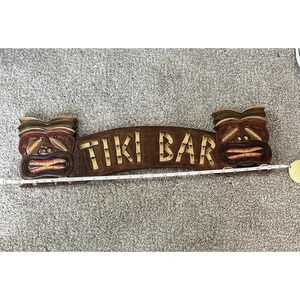 Sign TIKI BAR Hand Carved Hand Painted Perfect For Your Luaua Or Party!‎